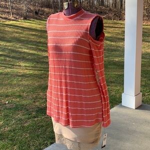 AGB NWT cold shoulder long sleeve waffle mock neck spring coral & white stripe